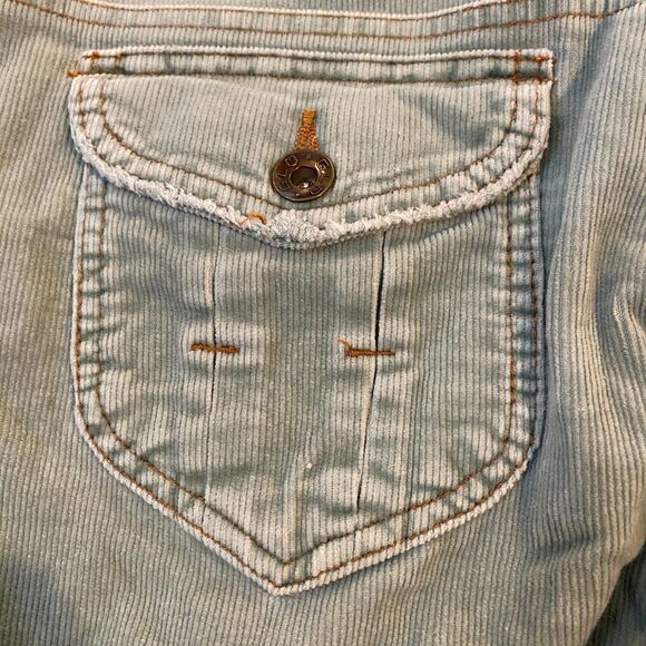 Vintage Y2K GLO Green Corduroy Pants Women’s Juniors 9 Flare Pockets 2000s - Picture 10 of 10